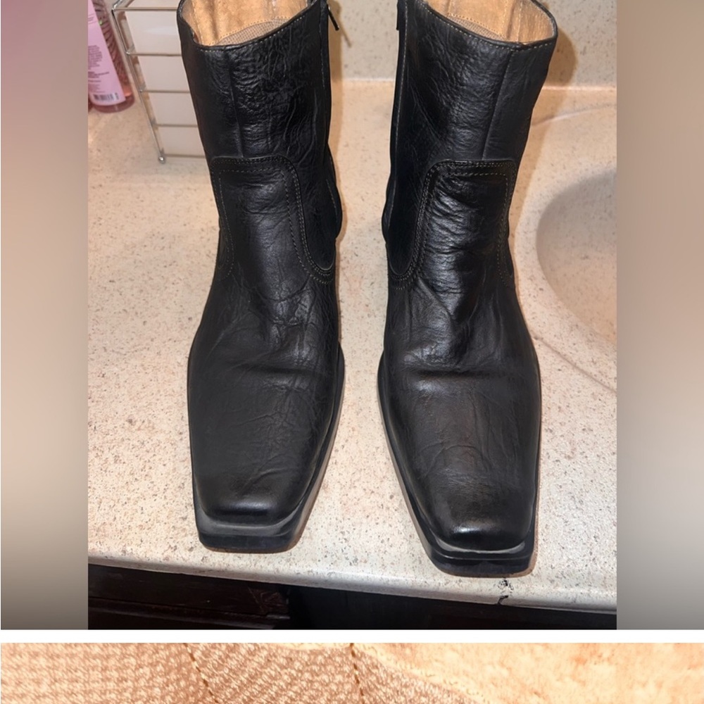 In moda biker cowboy double zipper boots